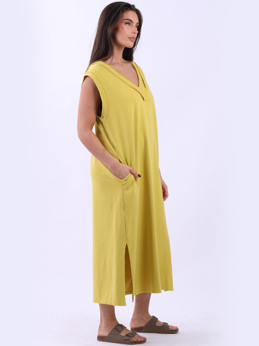 Plus Size Padded Shoulder Plain Tank Dress