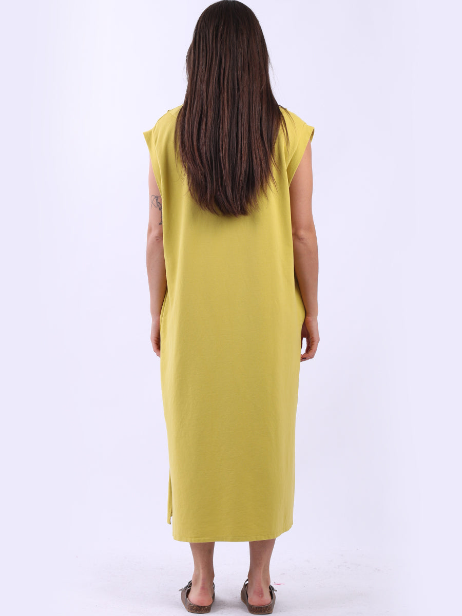 Plus Size Padded Shoulder Plain Tank Dress