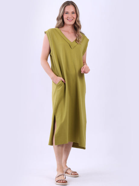 Plus Size Padded Shoulder Plain Tank Dress