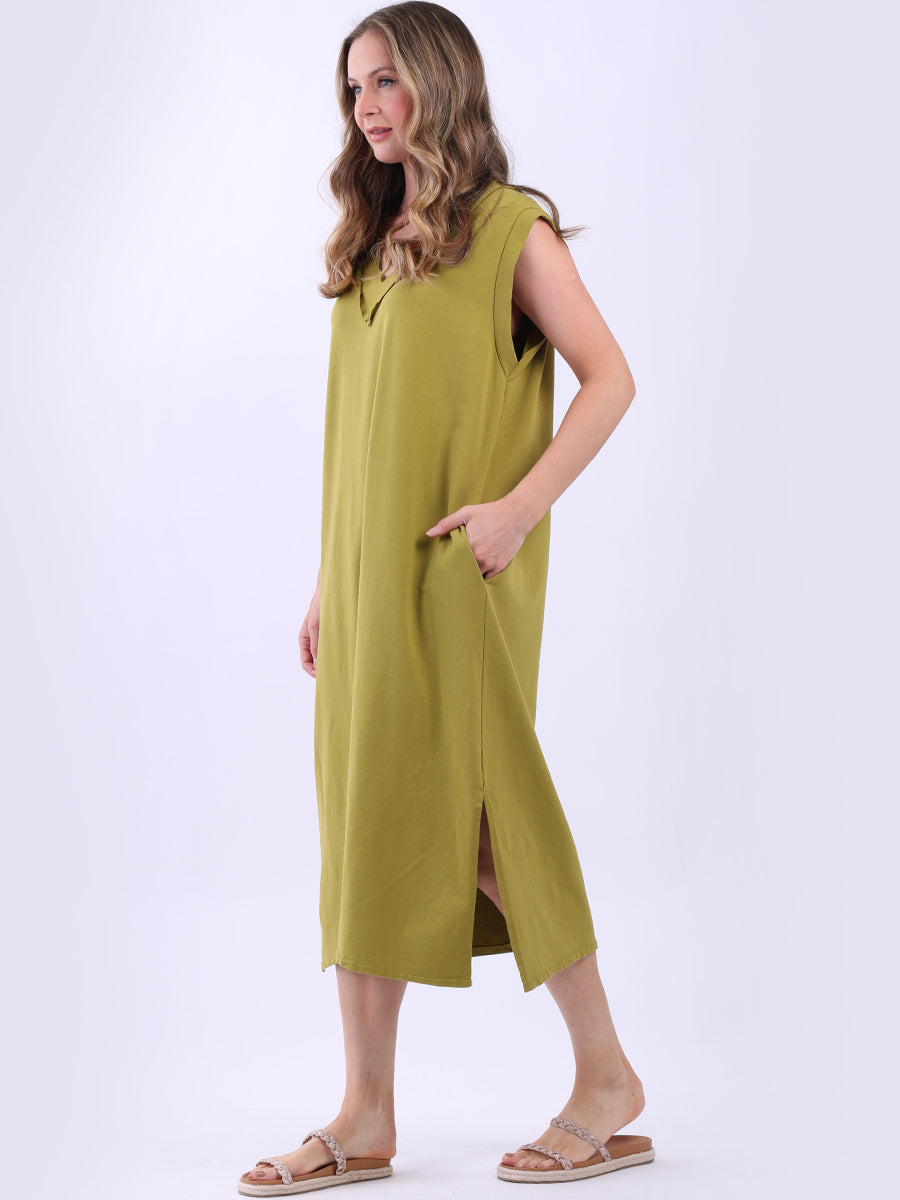 Plus Size Padded Shoulder Plain Tank Dress