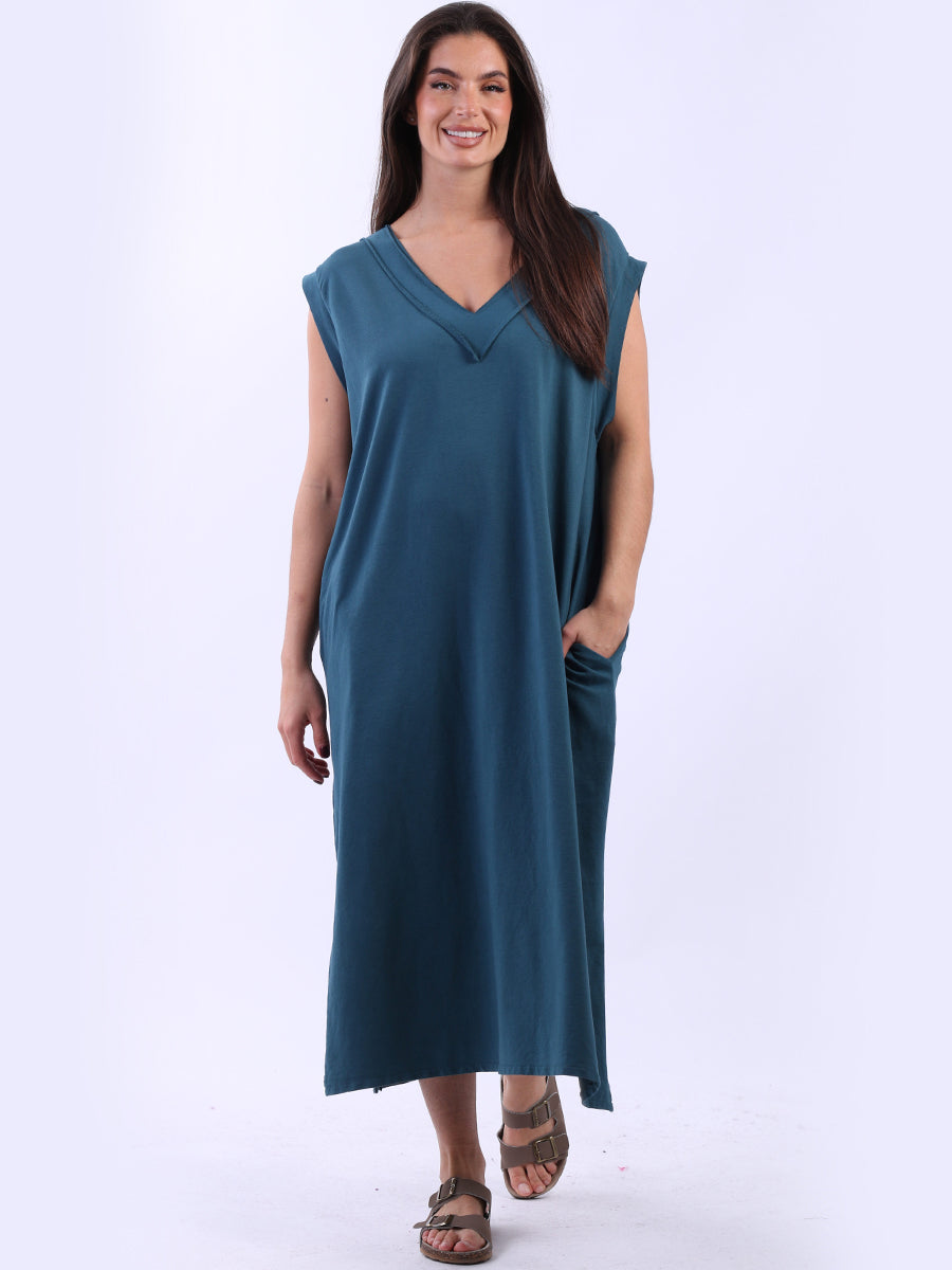 Plus Size Padded Shoulder Plain Tank Dress