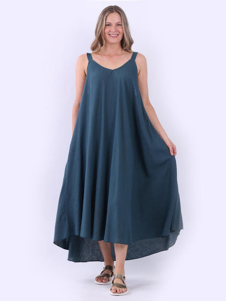 Oversized Plain Linen Tank Flowy Maxi Dress