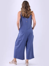 V-Neck Plus Size Sleeveless Cotton Jumpsuit