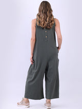 V-Neck Plus Size Sleeveless Cotton Jumpsuit