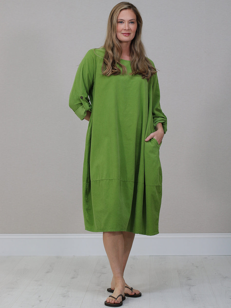 Cotton Corduroy Midi Dress Lie Green