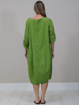 Plus Size Plain Cotton Corduroy Midi Dress