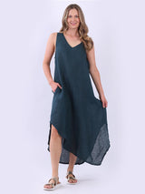 Oversized Sleeveless Plain Linen Tank Dress