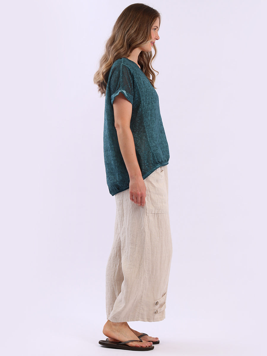 Linen Hi-Lo Ladies Vintage Washed Top