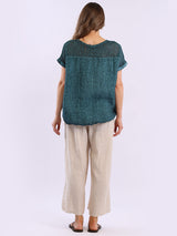 Linen Hi-Lo Ladies Vintage Washed Top