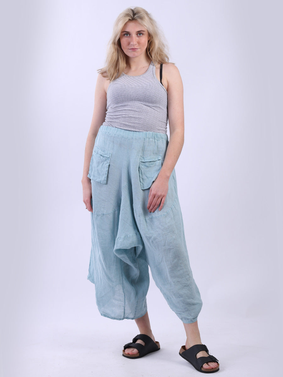 Vintage Wash Linen Wide Leg Harem Palazzo