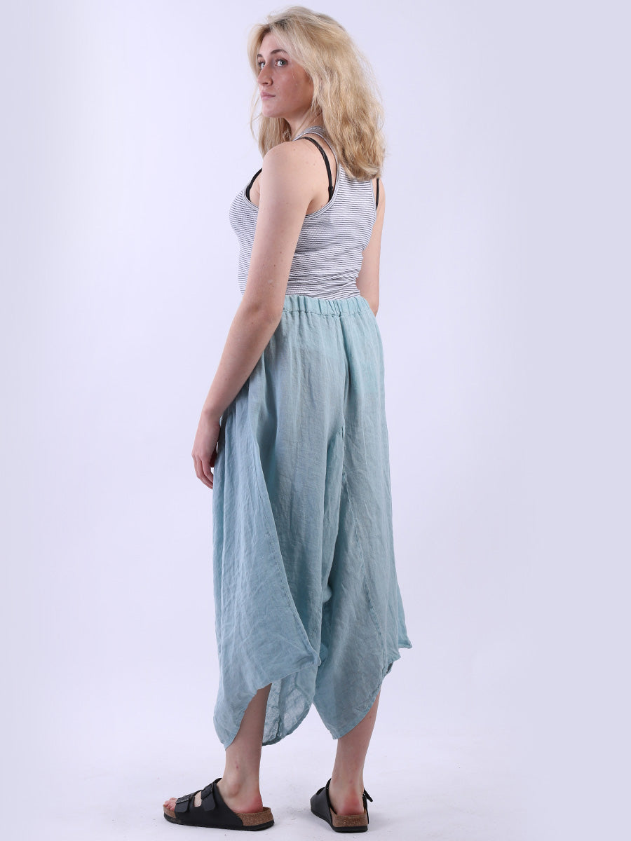 Vintage Wash Linen Wide Leg Harem Palazzo