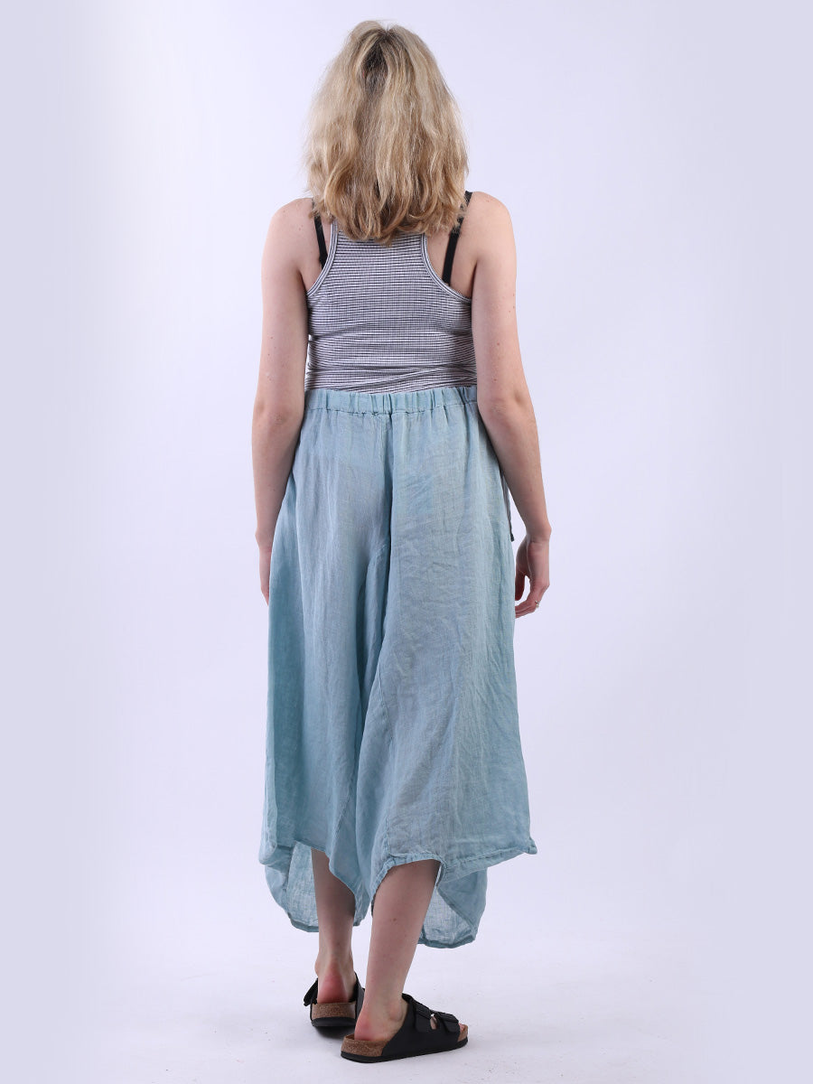 Vintage Wash Linen Wide Leg Harem Palazzo