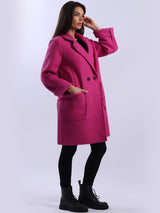 Double Breasted Plain Woolen Teddy Coat