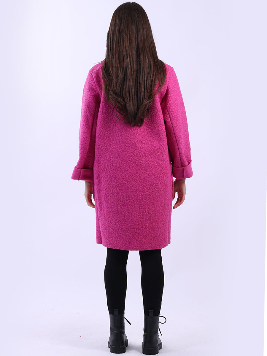 Double Breasted Plain Woolen Teddy Coat