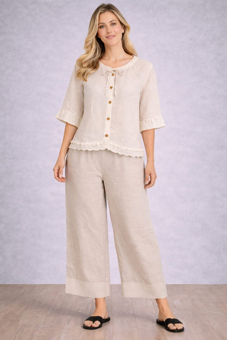 Linen Crop Top Beige
