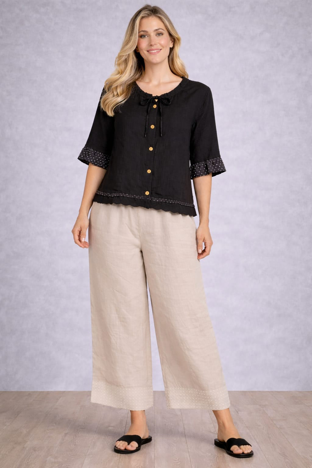 Linen Crop Top Black