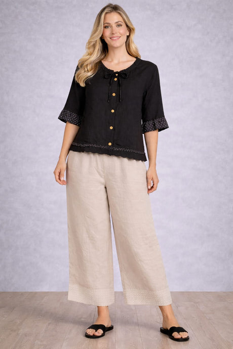 Linen Crop Top Black