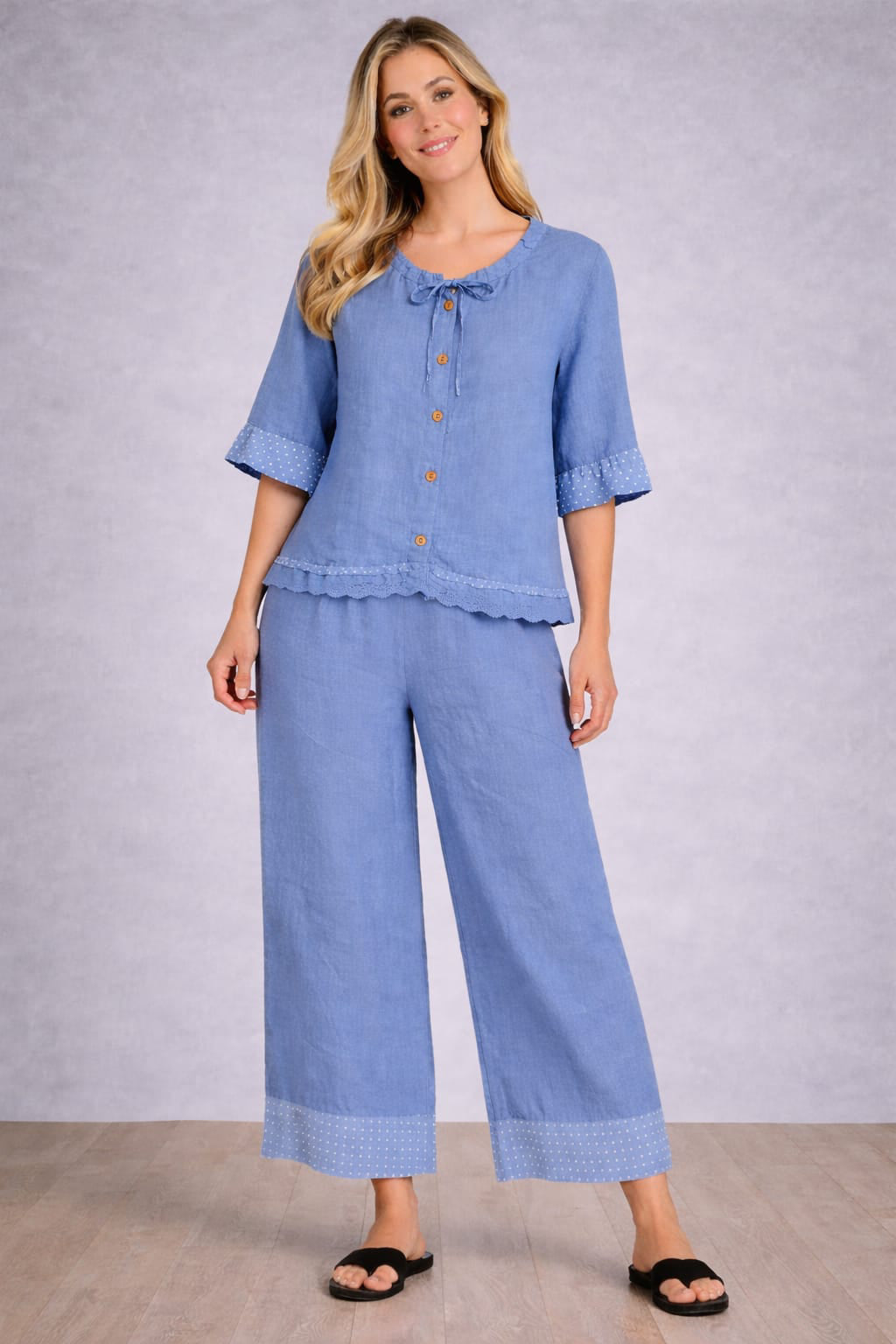 Linen Crop Top Denim