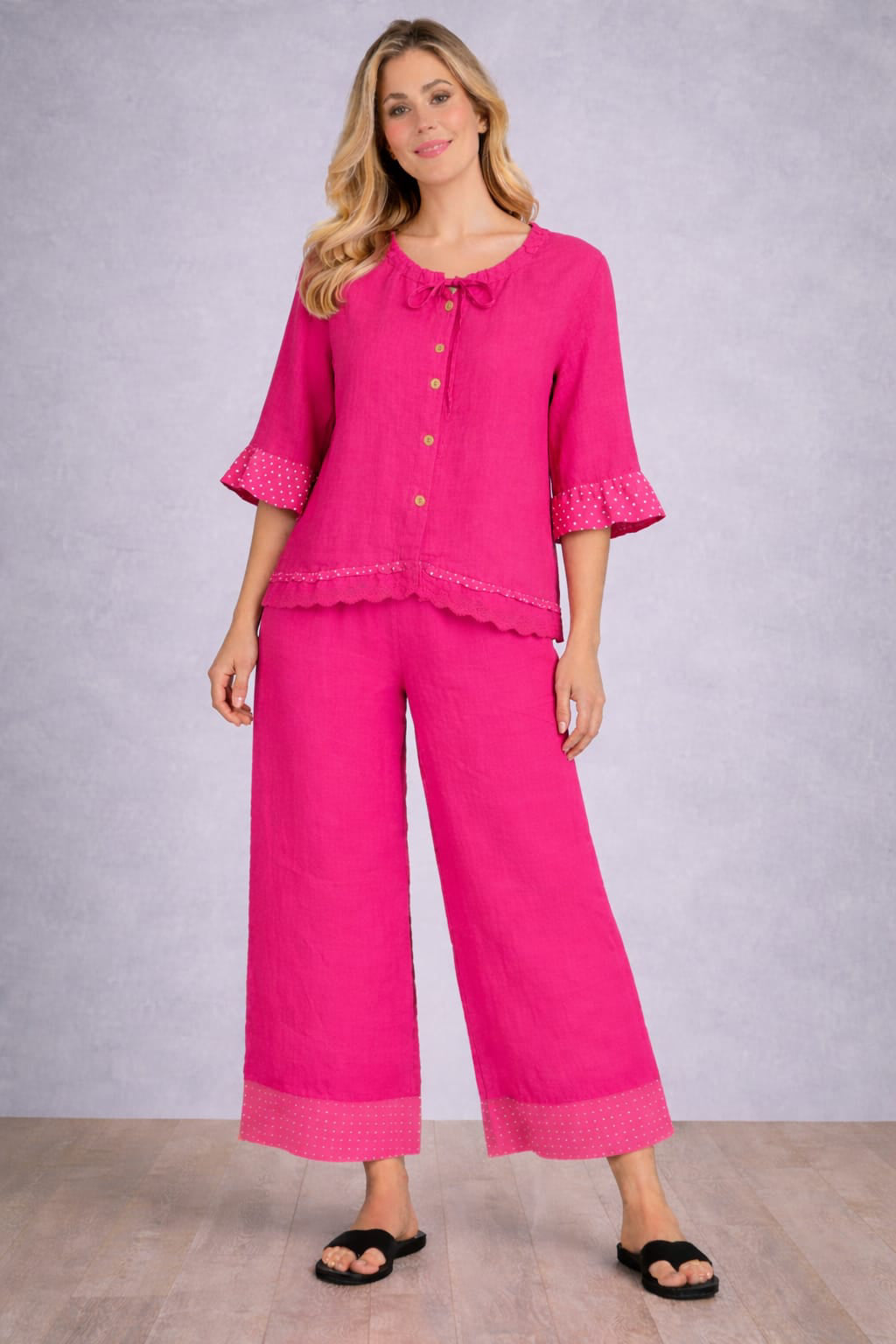 Linen Crop Top Fuchsia