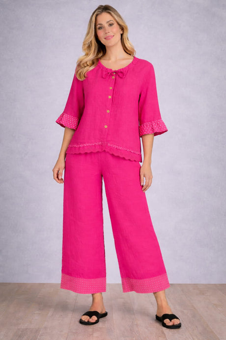Linen Crop Top Fuchsia