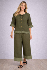 Linen Crop Top Khaki