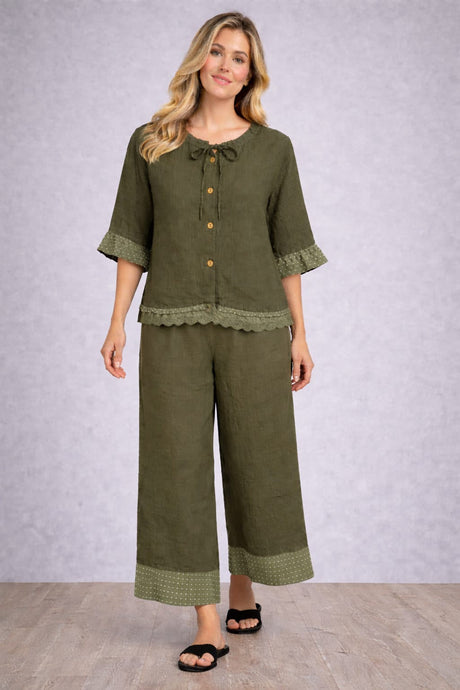 Linen Crop Top Khaki