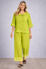 Linen Crop Top Lime Green