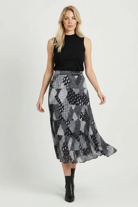 Patch Work Midi Cotton Skirt Charcoal