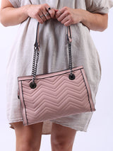 Zigzag Leather Chain Linked Shoulder Bag