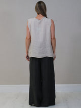 Plain Linen Frayed Edge Crop Top