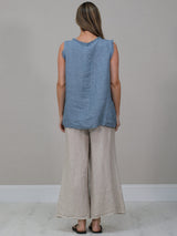Plain Linen Frayed Edge Crop Top