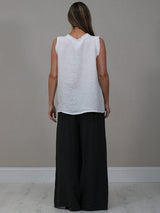 Plain Linen Frayed Edge Crop Top
