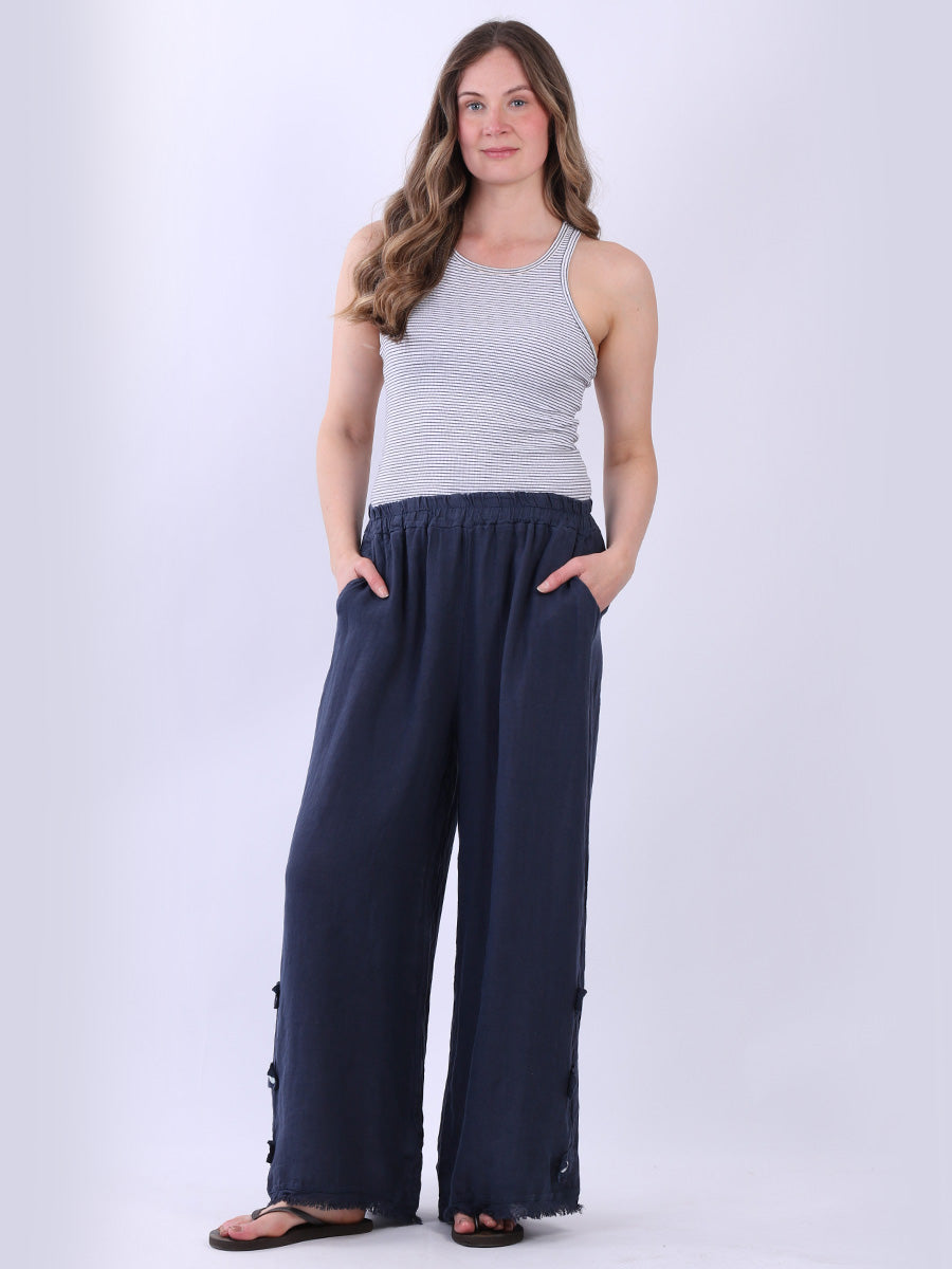 Plain Wide Leg Linen Pant