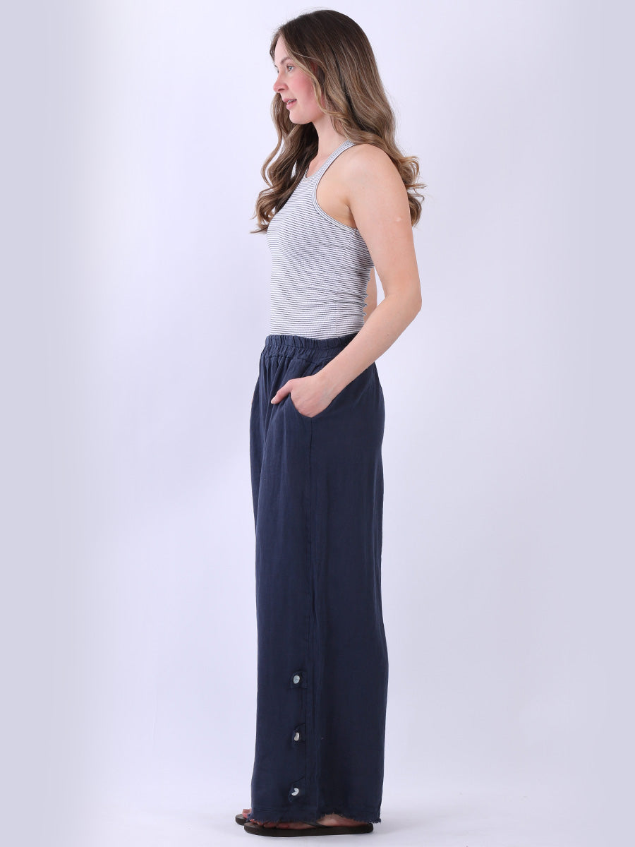 Plain Wide Leg Linen Pant