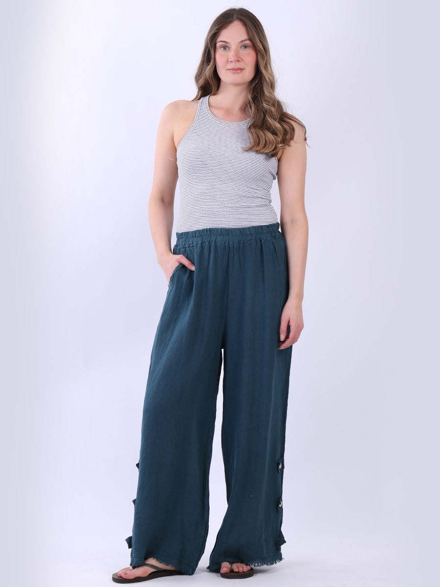 Plain Wide Leg Linen Pant