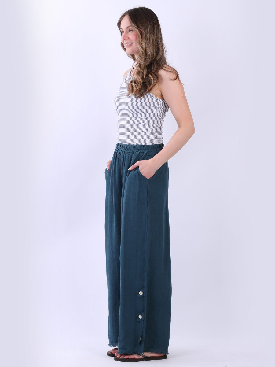 Plain Wide Leg Linen Pant