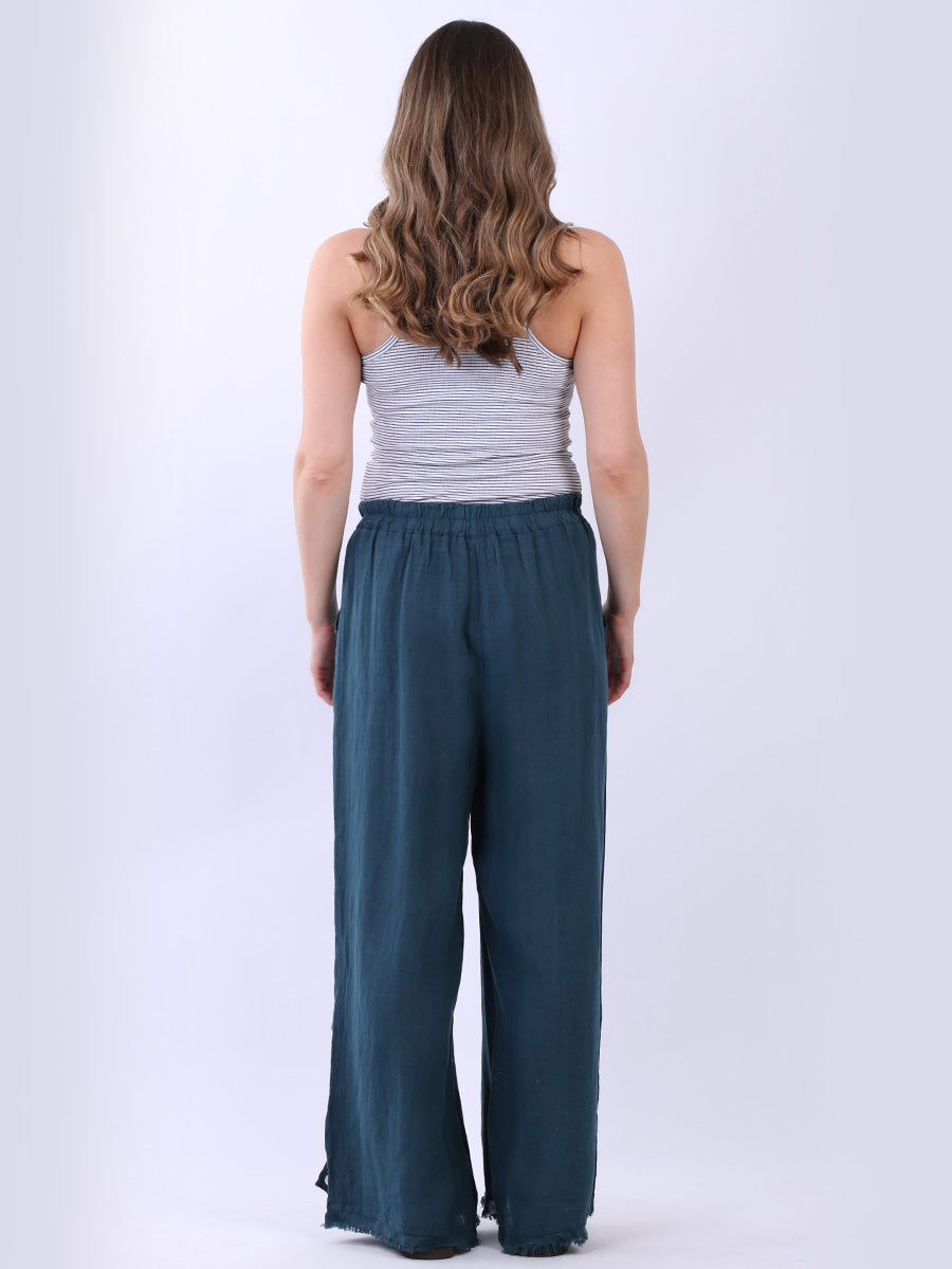 Plain Wide Leg Linen Pant