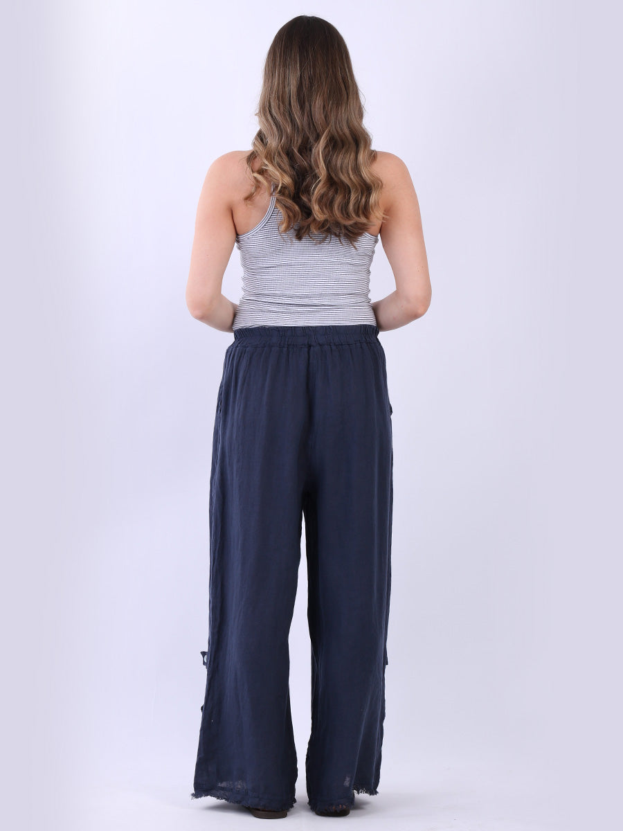 Plain Wide Leg Linen Pant