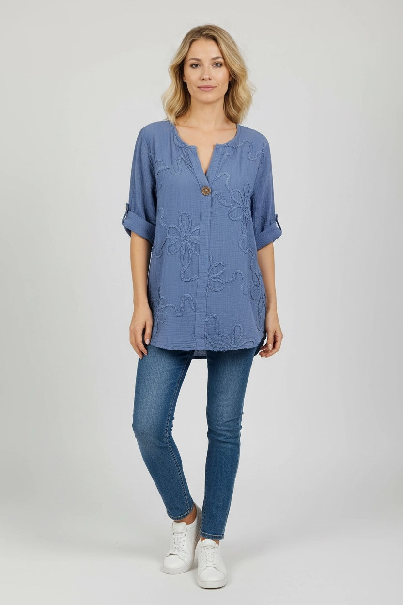 Cotton Tunic Top Denim