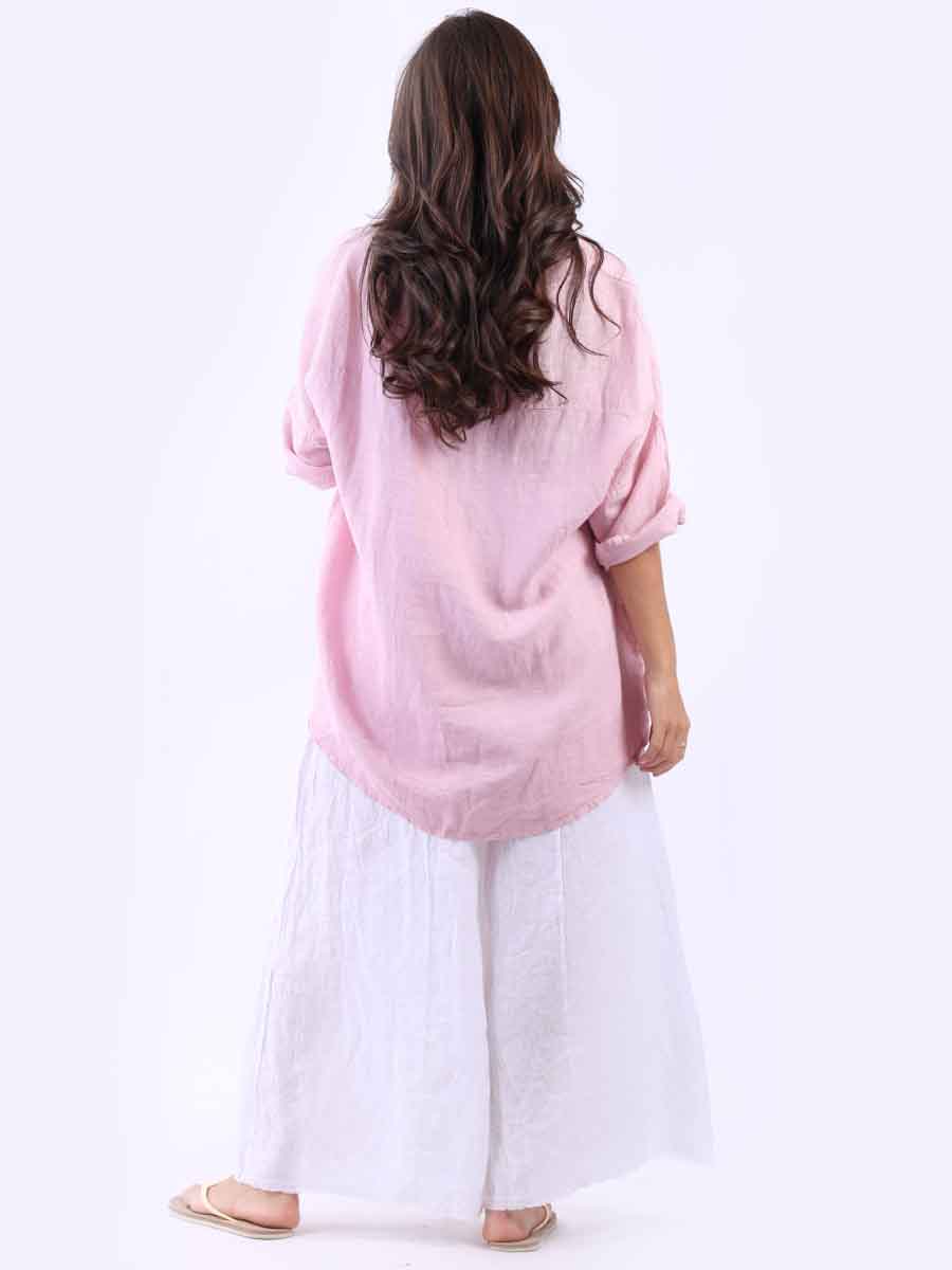 V-Neck Linen Plus Size Satin Top