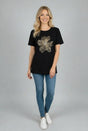 Sequin Flower Baggy T-Shirt Black