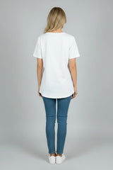 Sequin Flower Baggy Cotton Tee