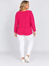 Sequin Foil Tree Knit Jumper Fuchsia
