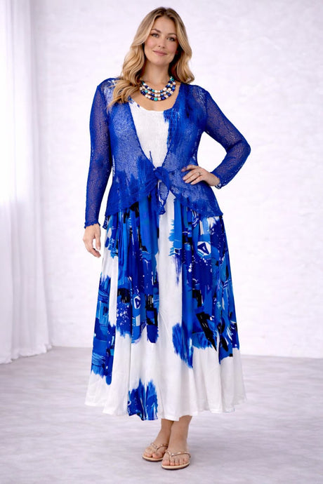 Mesh Net Shrug Royal Blue