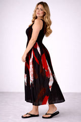 Oversized Printed Shirred Tank Maxi Dress