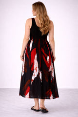 Oversized Printed Shirred Tank Maxi Dress