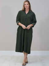 Cotton Corduroy Plus Size Dress  Khaki