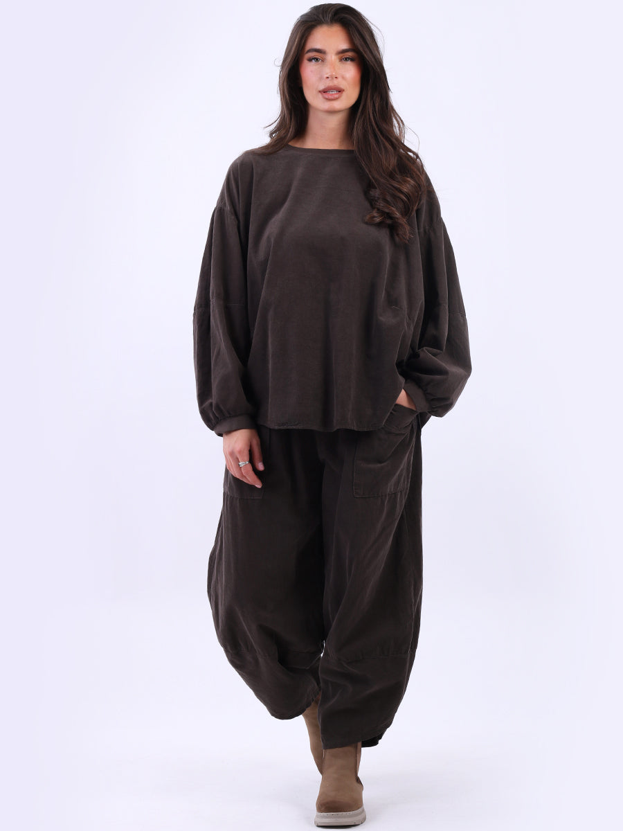 Cotton Corduroy Baggy Batwing Top