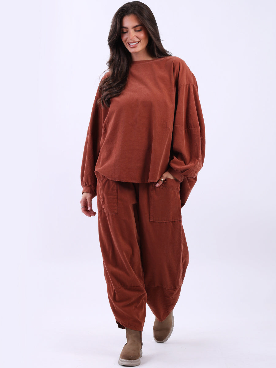 Cotton Corduroy Baggy Batwing Top