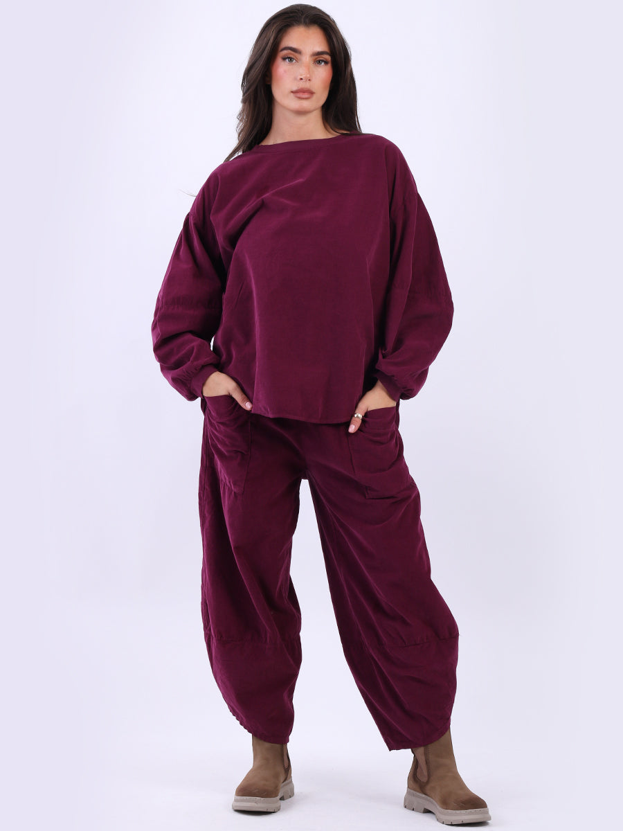 Cotton Corduroy Baggy Batwing Top